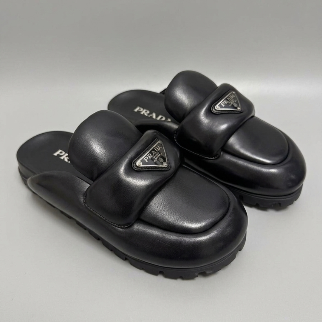 PRADA Soft Padded Mules - Black