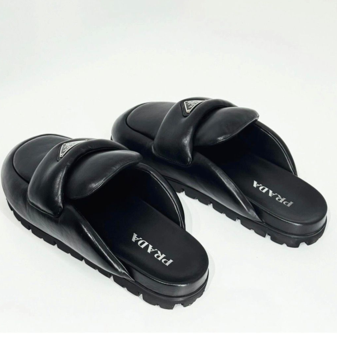 PRADA Soft Padded Mules - Black