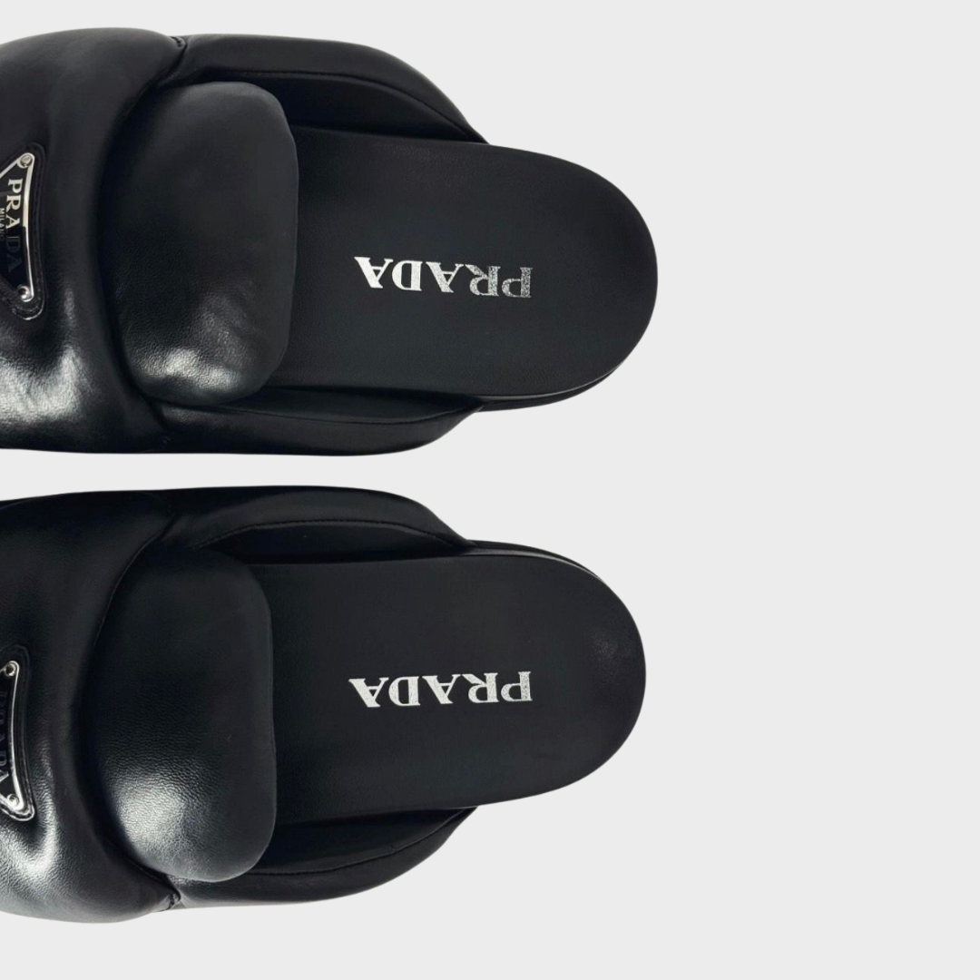 PRADA Soft Padded Mules - Black