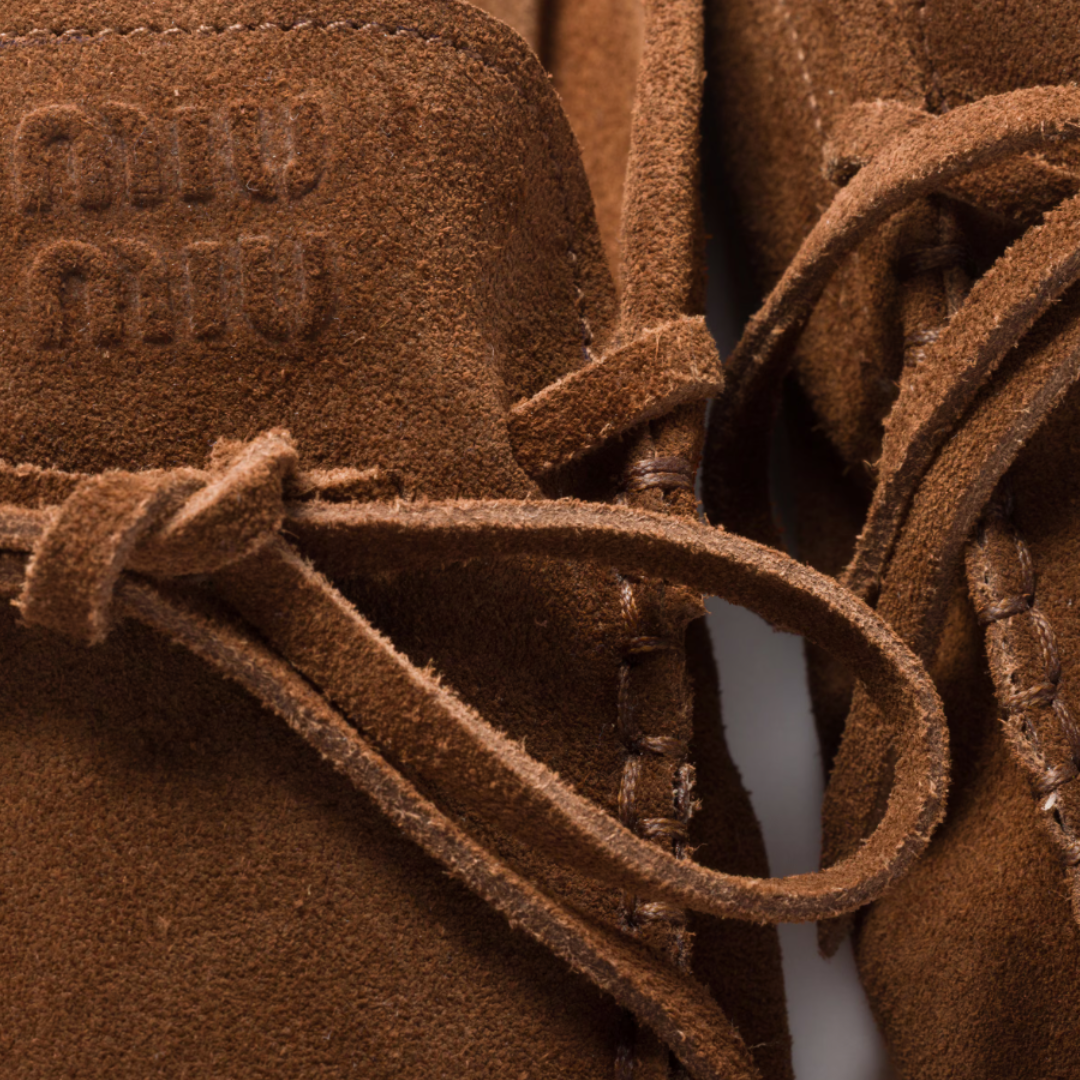 MIU MIU Suede Deck Mules - Brown