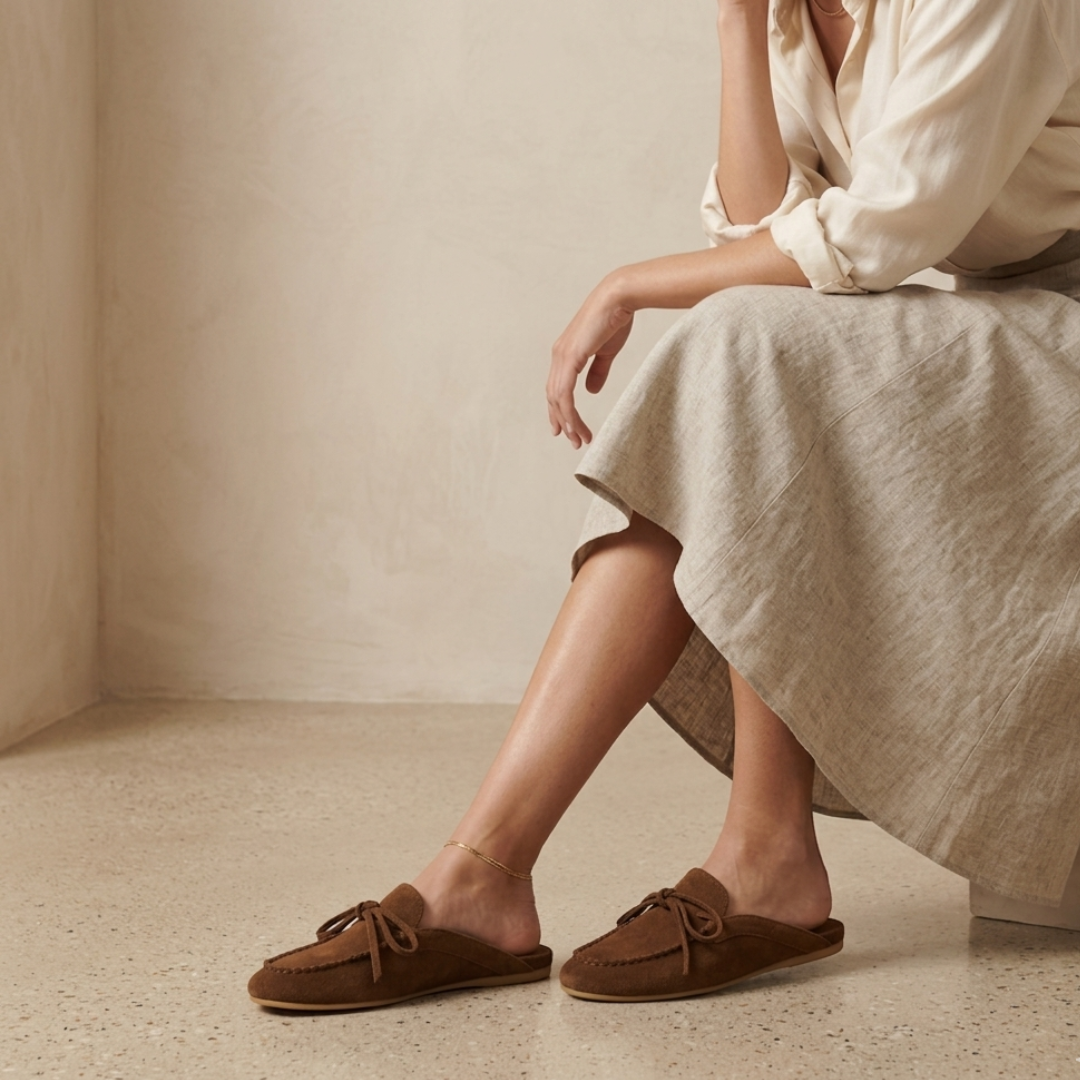 MIU MIU Suede Deck Mules - Brown