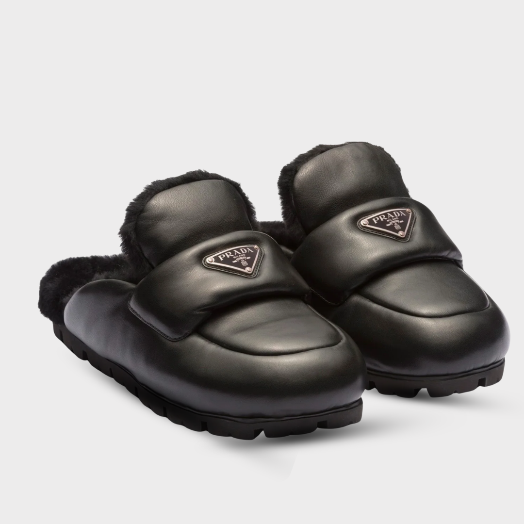 PRADA Soft Padded Nappa Mules - Black