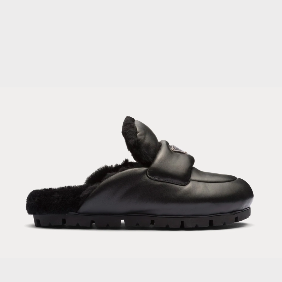 PRADA Soft Padded Nappa Mules - Black