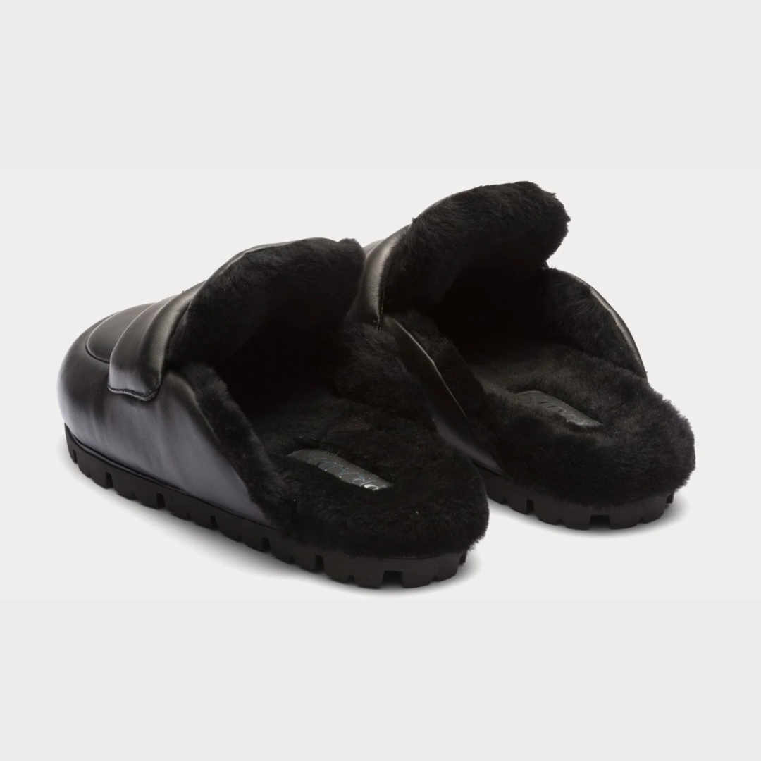 PRADA Soft Padded Nappa Mules - Black