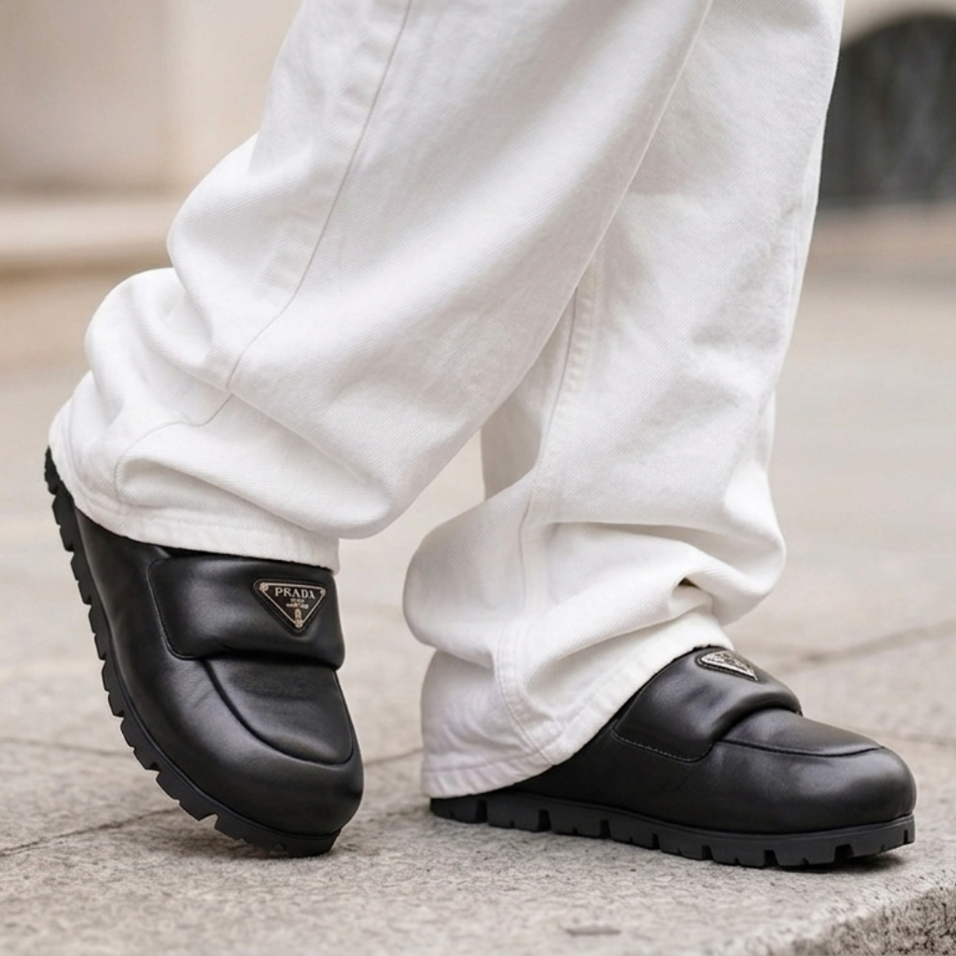 PRADA Soft Padded Nappa Mules - Black