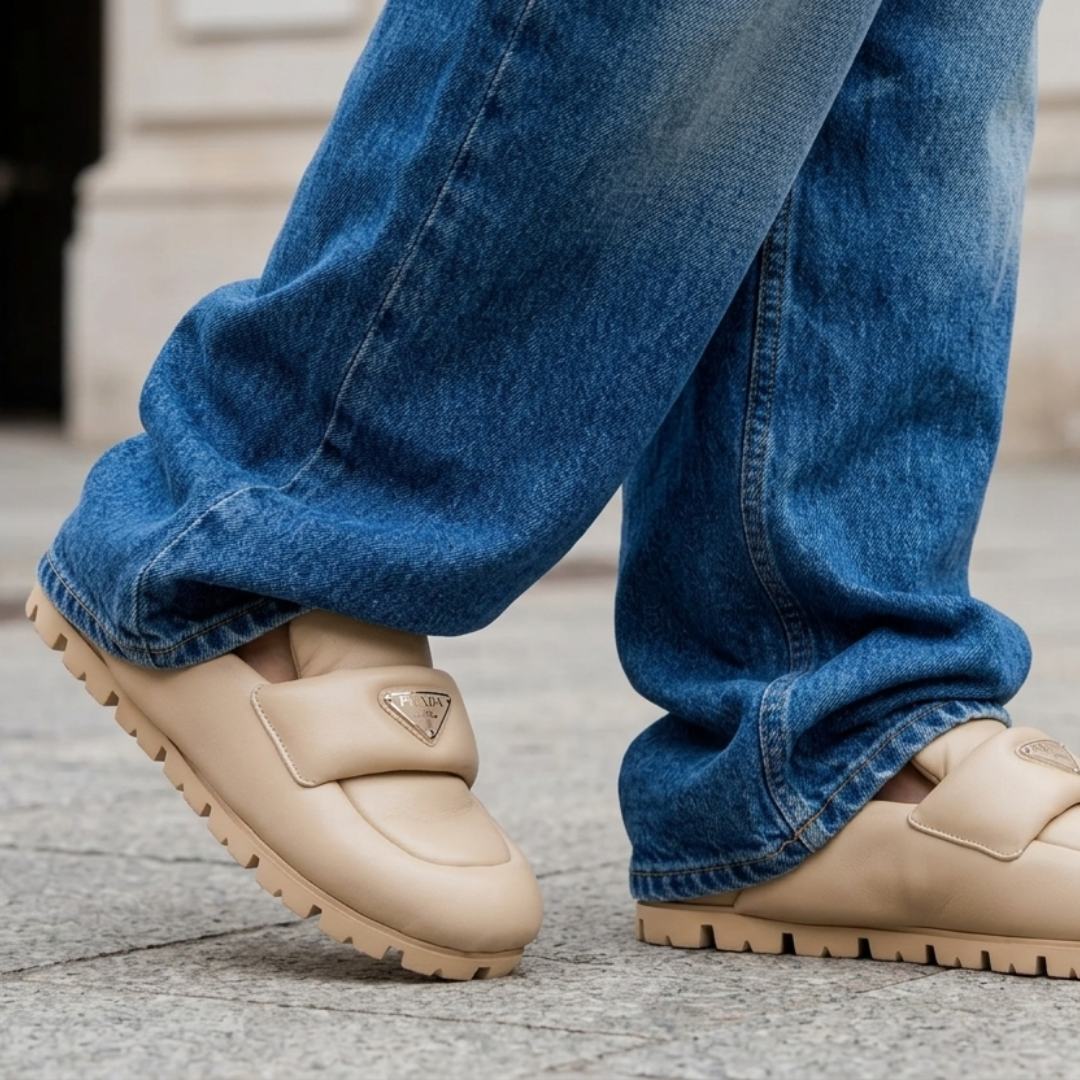 PRADA Soft Padded Nappa Mules - Dessert Beige